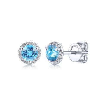 Gabriel & Co. 14k White Gold Lusso Color Gemstone & Diamond Stud Earrings