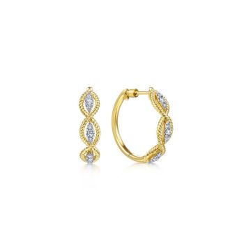 Gabriel & Co. 14k Yellow Gold Hampton Diamond Hoop Earrings