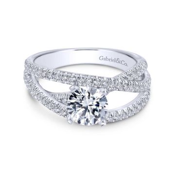 Gabriel & Co. 14k White Gold Contemporary Free Form Engagement Ring