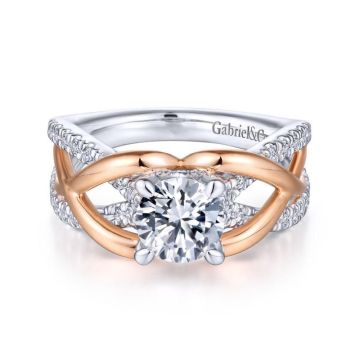 Gabriel & Co. 14k Two Tone Gold Contemporary Twisted Engagement Ring