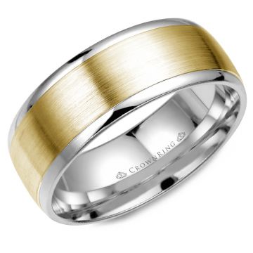 CrownRing 14k Two Tone Gold Classic 8mm Wedding Band