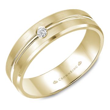 Crownring Wedding Band Yellow Gold With 1 RD, TCW 0.05ct Diamond 6.00mm