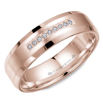 Crownring Wedding Band Rose Gold With 9 RD, TCW 0.06ct Diamond 6.00mm
