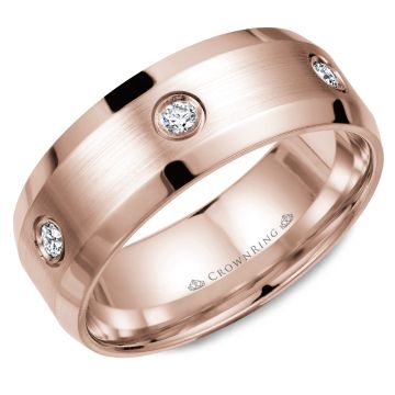 Crownring Wedding Band Rose Gold With 6 RD, TCW 0.24ct Diamond 8.00mm