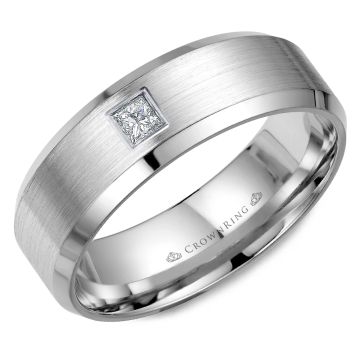 Crownring Wedding Band Platinum With 1 PR, TCW 0.10ct Diamond 7.00mm