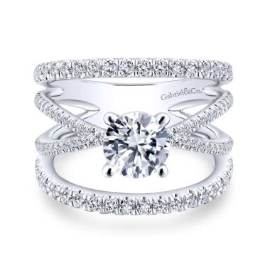 Gabriel & Co. 14k White Gold Nova Free Form Engagement Ring
