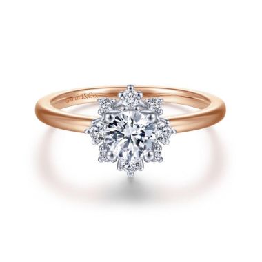 Gabriel & Co. 14k Two Tone Gold Starlight Halo Engagement Ring